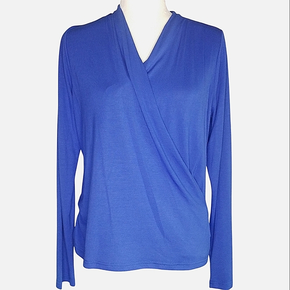 Banana Republic Tops - Banana Republic Blue Long Sleeve Wrap Top